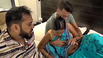 Indian friends seduce their beautiful maid made a hardcore desi threesome fucking video