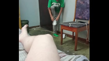 Perfect 18 year old teen gets to shy to suck cock for old grandpa ends up giving daddy naked handjob instead