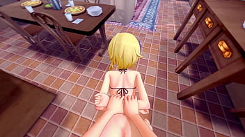 Traveller lumine gets fucked hard in all holes genshin impact hentai