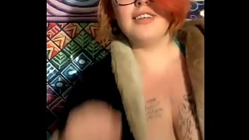 Mature lady with big boobs behaves weird on call