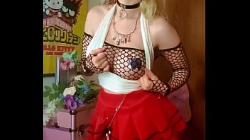 Slow mo big tits in fishnet with miniskirt qtlux