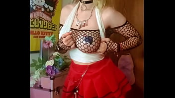 Slow mo big tits in fishnet with miniskirt qtlux