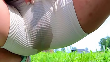 Hottest squirt in leggings outside