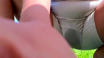 Hottest squirt in leggings outside