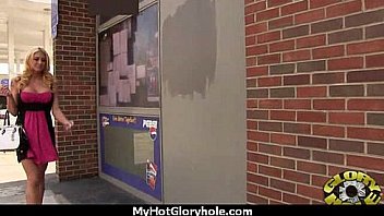 Horny lady enjoys gloryhole cocksucking interracial 19
