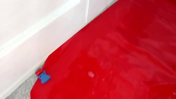 Squirting pvc apron fetish slut