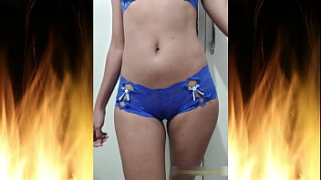 Beautiful brunette in blue lingerie trailer 01