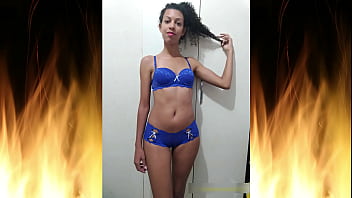 Beautiful brunette in blue lingerie trailer 01
