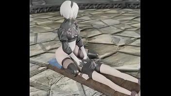 2b rubs her ass on 9s's face