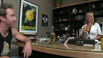 Blonde milf secretary mellanie monroe uses her big boobs to get men