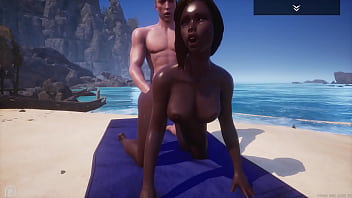 Big ass tit black milf indra gets pussy pounded by big white cock and has multiple orgasms on the beach