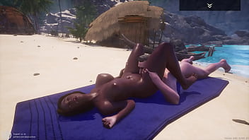Big ass tit black milf indra gets pussy pounded by big white cock and has multiple orgasms on the beach