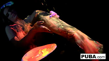 Busty babe fucks herself