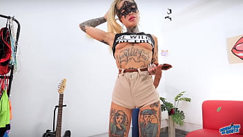 Amazing puffy pussy and perfect tight round ass on this tattooed goddess