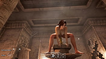 Lara rides a huge dildo she found in an abandoned tomb