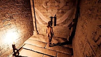 Lara rides a huge dildo she found in an abandoned tomb