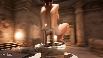 Lara rides a huge dildo she found in an abandoned tomb