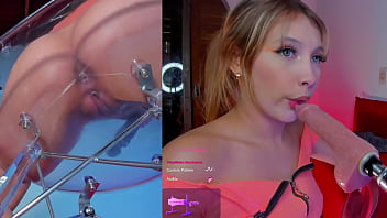 Blonde enjoying her toy machine