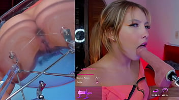 Blonde enjoying her toy machine