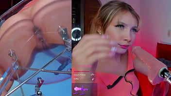 Blonde enjoying her toy machine