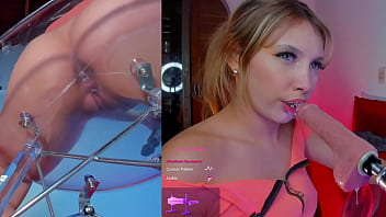 Blonde enjoying her toy machine