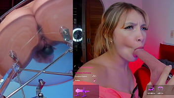 Blonde enjoying her toy machine