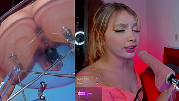 Blonde enjoying her toy machine