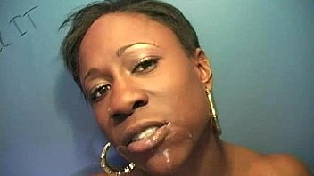 Natural cute black teen tries out gloryhole 7