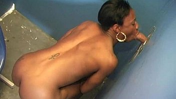 Natural cute black teen tries out gloryhole 7