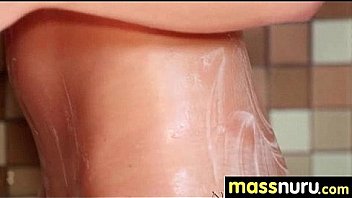 Nurumassage teen slides oily pussy on cock 24