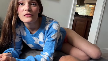 Tiny step daughter gives her pussy to old man