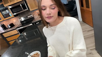 Tiny step daughter gives her pussy to old man