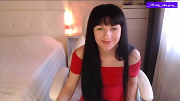 Little titty m'lady in red sexy strip tease & pussy please