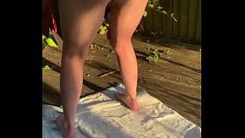 Dirty wife shoving wand up ass