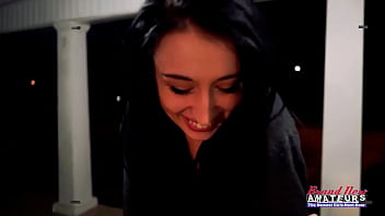 Skinny brunette olyssia sucks a hard cock and gets her pussy deeply fucked