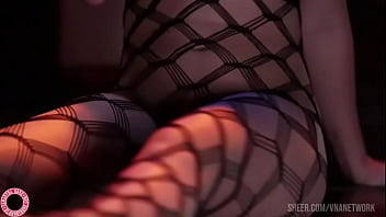Sexy samantha rone in body stocking fishnets plays with herself