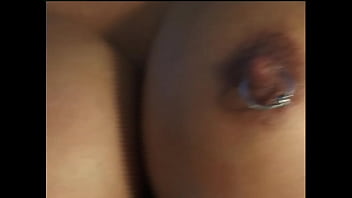 Busty milf with nipple rings fucked on the patio