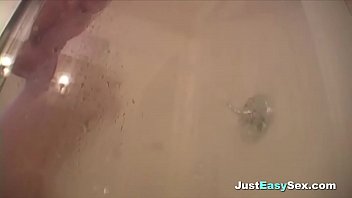 Blonde babe in a shower