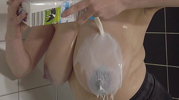 Milk spitting on my huge tits and dark hard nipples after pregnancy Milk spitting on my huge tits and dark hard nipples after pregnancy