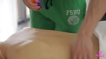 Eira w got a happy ending in the massage room the muscular masseur zane m will let him get on top of him to ride him like a maniacal nympho then she gets on her knees to get facialized