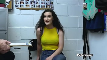 Busty teen thief ass fingered before sucking dick