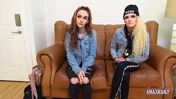 Skinny horny hotties lola and sassy lick their pussies and share a cock