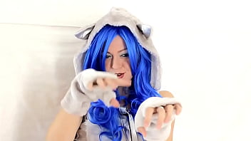 Hottie with blue hair masturbates infront of a camera