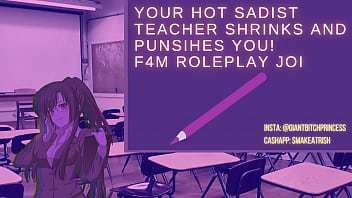 Your teacher decides the best way to punish you would be to shrink you and watch you cum audio only