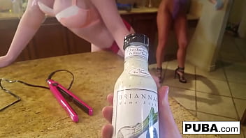 Hot blonde fucks her friend in the butthole