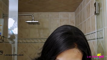 Gorgeous brunette enjoys a sensual bath