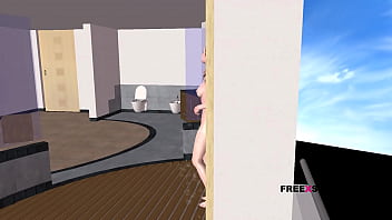 An animated 3d cartoon video of a cute teen girls nude shower scene