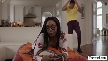 Ebony Leilani Is Playing Video Games When Axel Attempts To Distract Her With His Dick Wanting To Get Some Action thumbnail