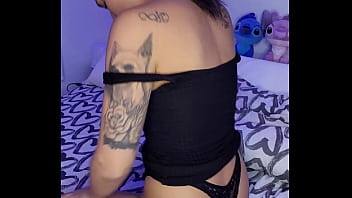 Black outfit and playing with pink dildo claudia bavel