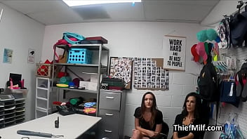 Sexy brunettes sharing dick at the backroom